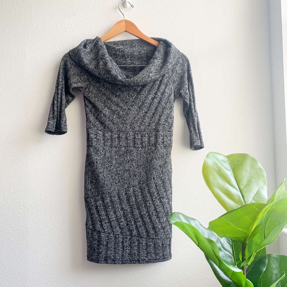 Windsor Three Quarter Sleeve Sweater Dress Gray